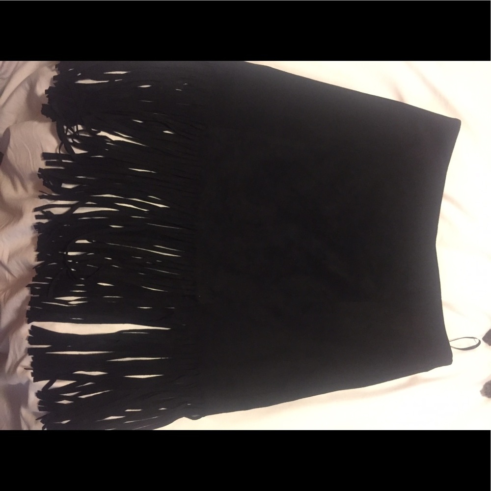 Forever 21 Black suede fringe skirt