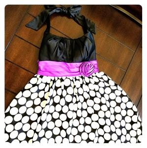 Black Top Short Formal Dress with White Polka Dots