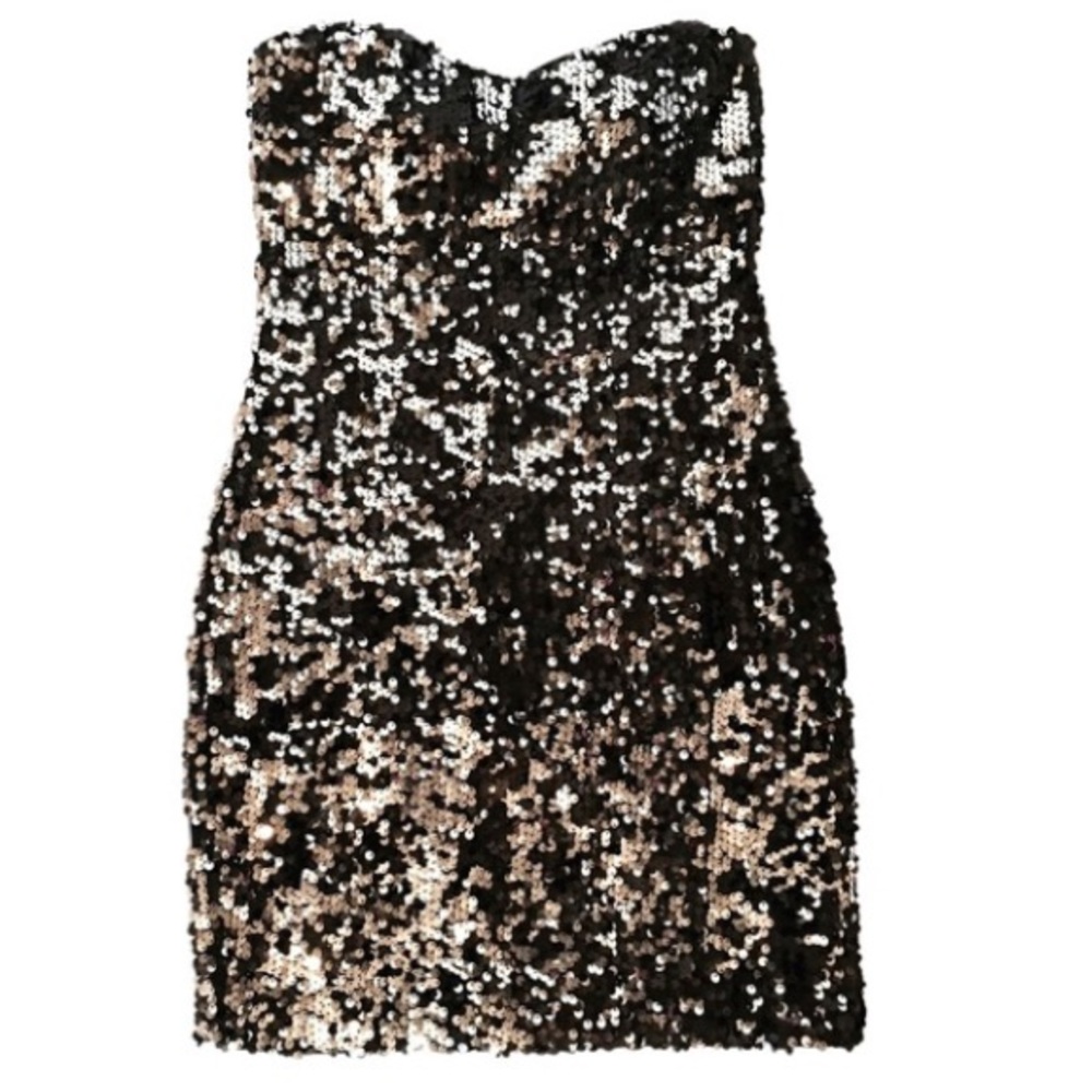Black & Silver Sequin Strapless Dress - Picture 2 of 7