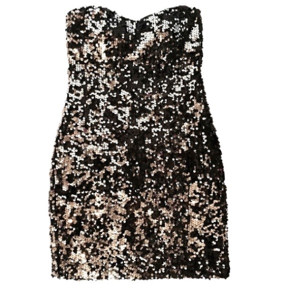 Black & Silver Sequin Strapless Dress - Picture 2 of 7