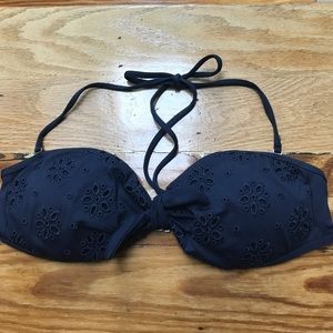 Navy blue adjustable strap bikini top