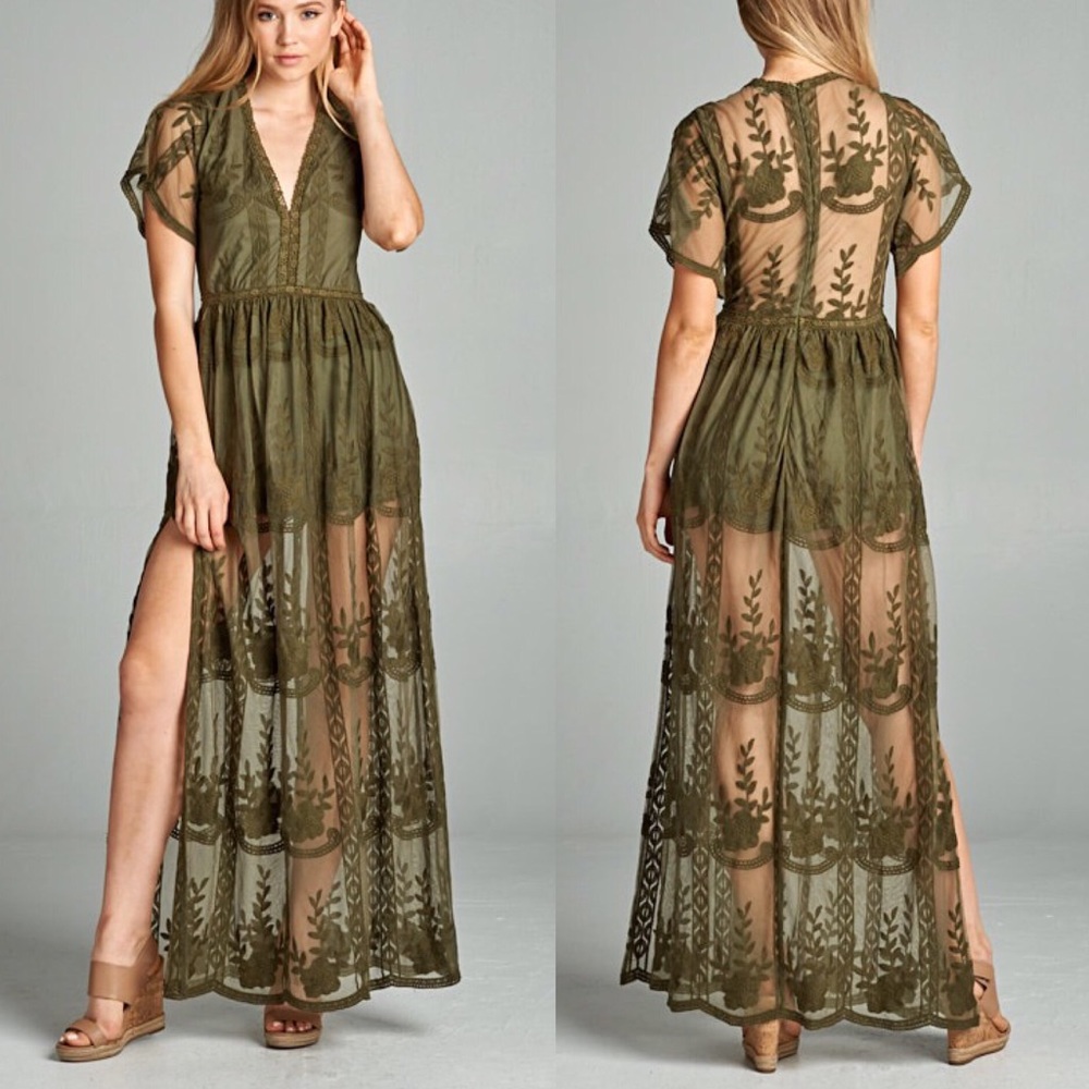 🆕 Sexy gorgeous lace romper raxi maxi dress - Picture 1 of 4
