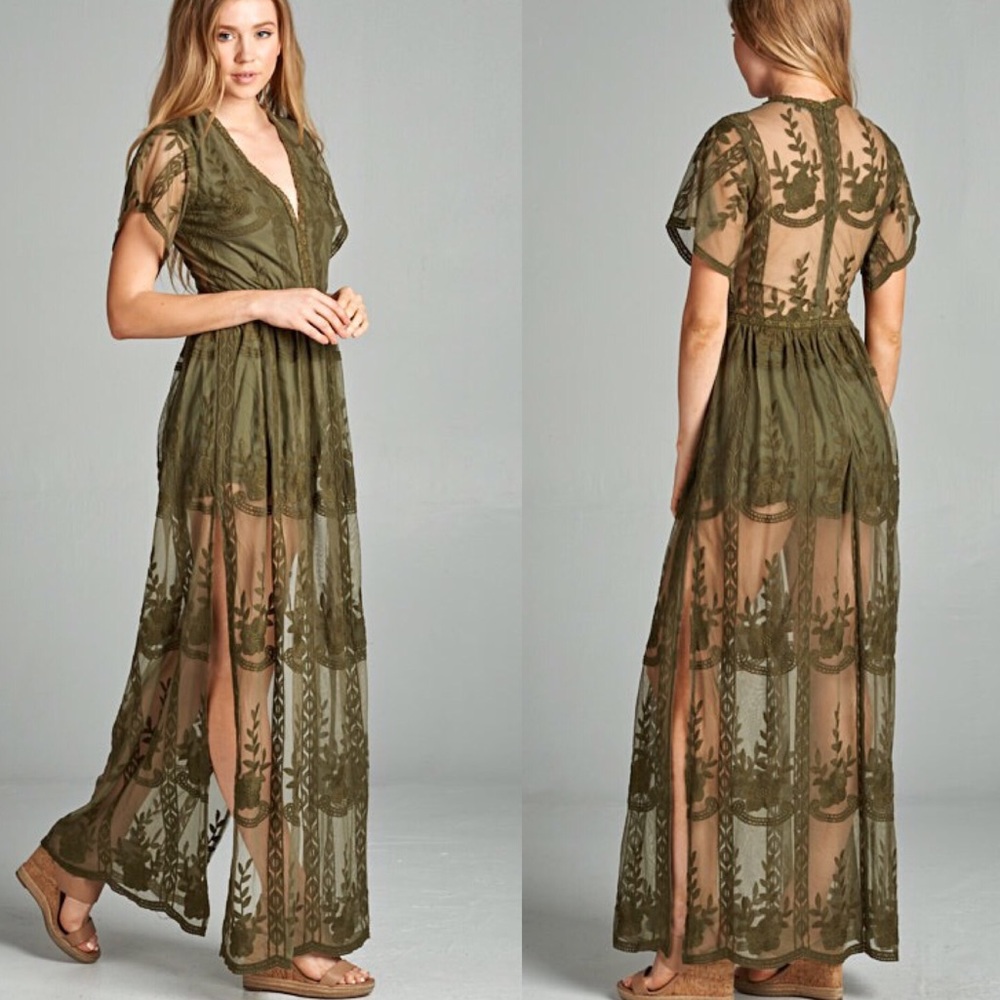 🆕 Sexy gorgeous lace romper raxi maxi dress - Picture 2 of 4