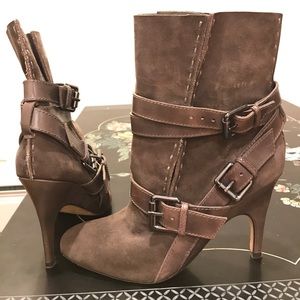 Jean-Michel Cazabat olive grey, mid-calf boots.