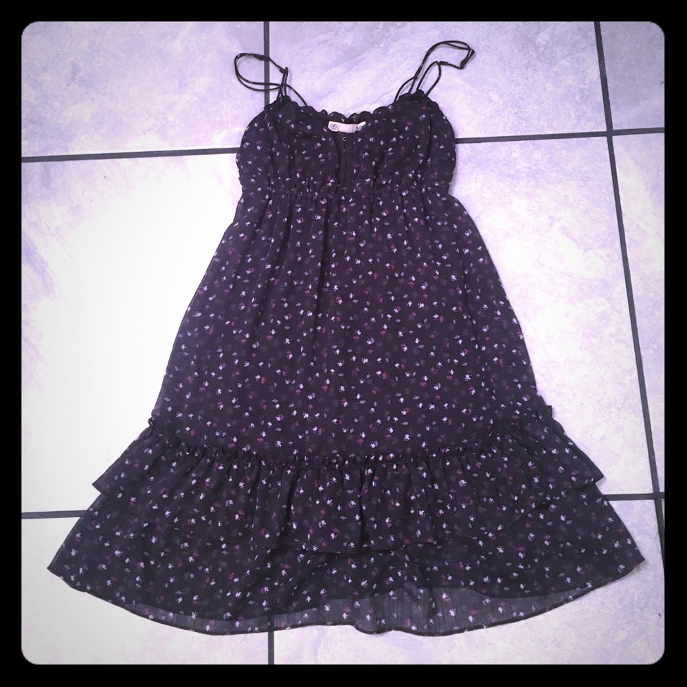 Cute AE Ruffle Grey Babydoll Layered Mini Dress