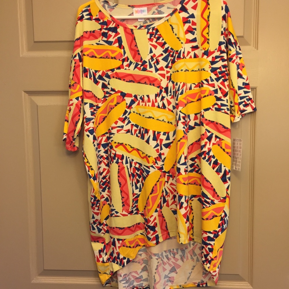 LuLaRoe BNWT Americana 2017 Large Irma Hot Dogs