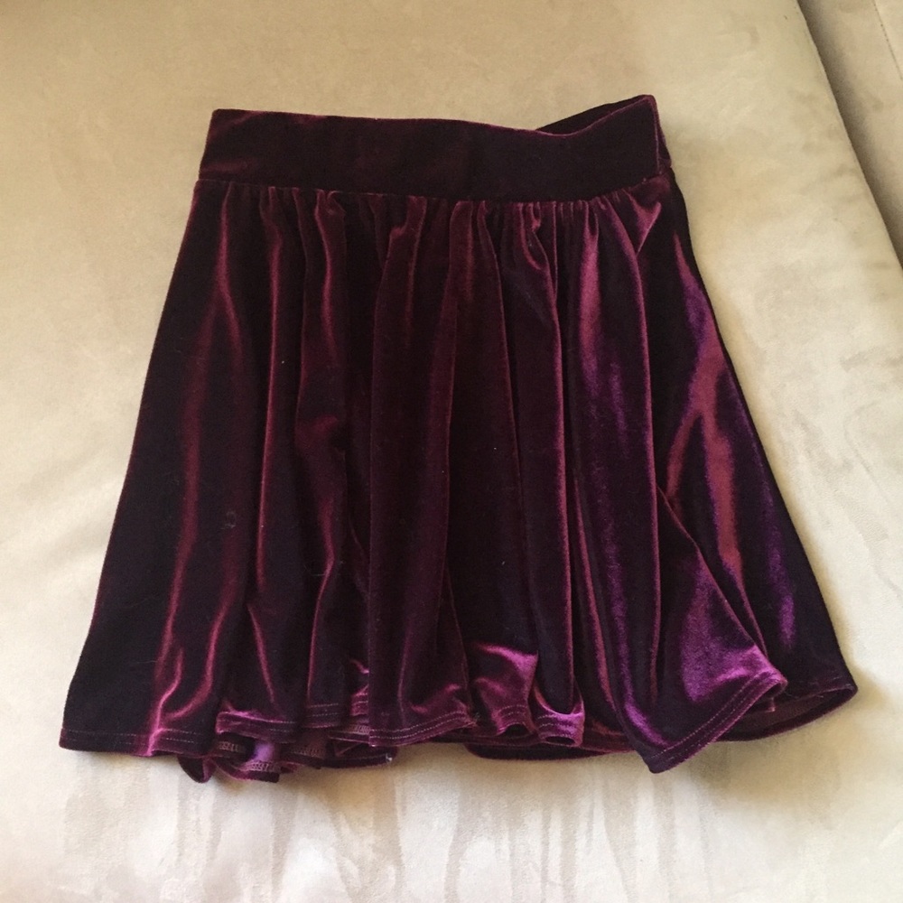 burgundy velvet skater skirt