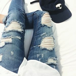 Distressed jeans