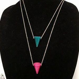 N1111 Double Geo Cone Layered Necklace