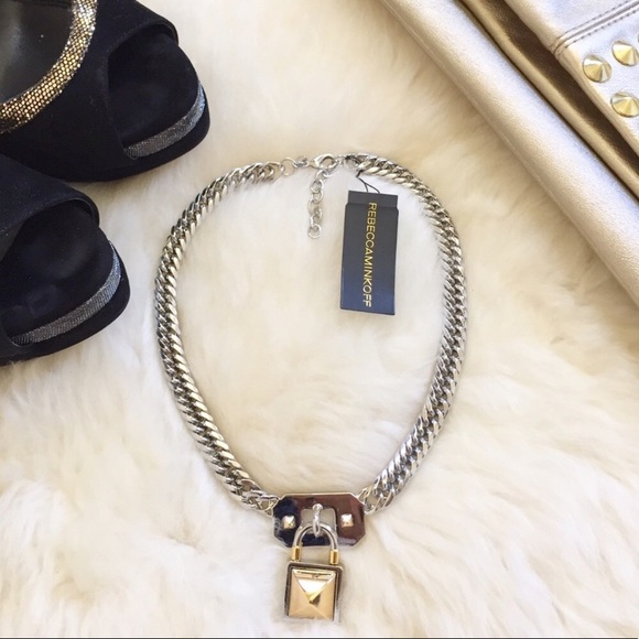 Rebecca Minkoff Pyramid Lock Charm Chain Necklace - Picture 2 of 8