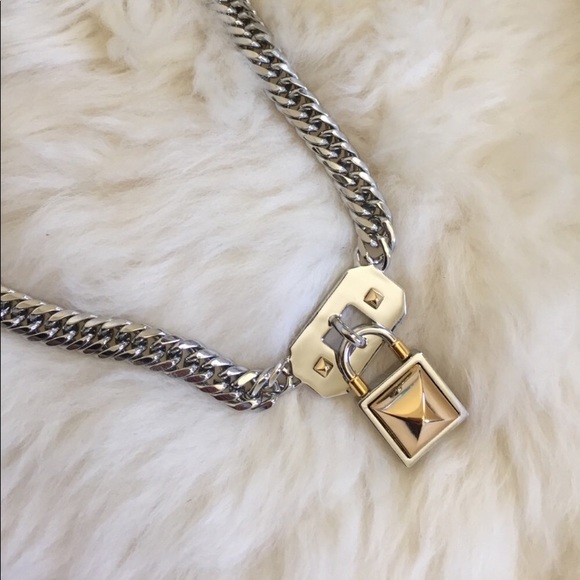 Rebecca Minkoff Pyramid Lock Charm Chain Necklace - Picture 7 of 8