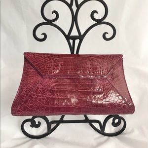 Auth Nancy Gonzalez Crocodile Raspberry Clutch