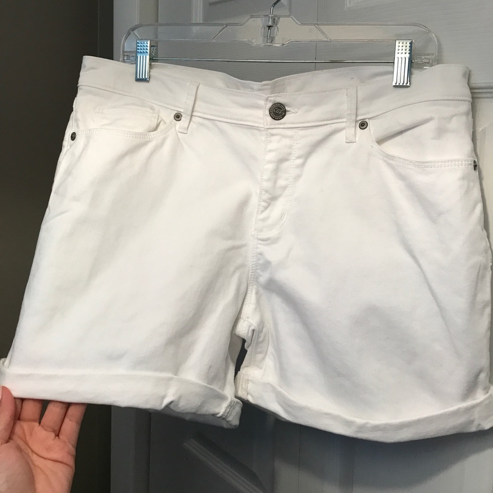 Ann Taylor LOFT White Denim Jean Roll Cuff Shorts