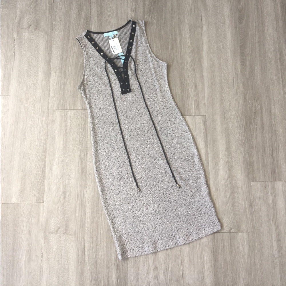 Lace Up Bodycon Tank Dress