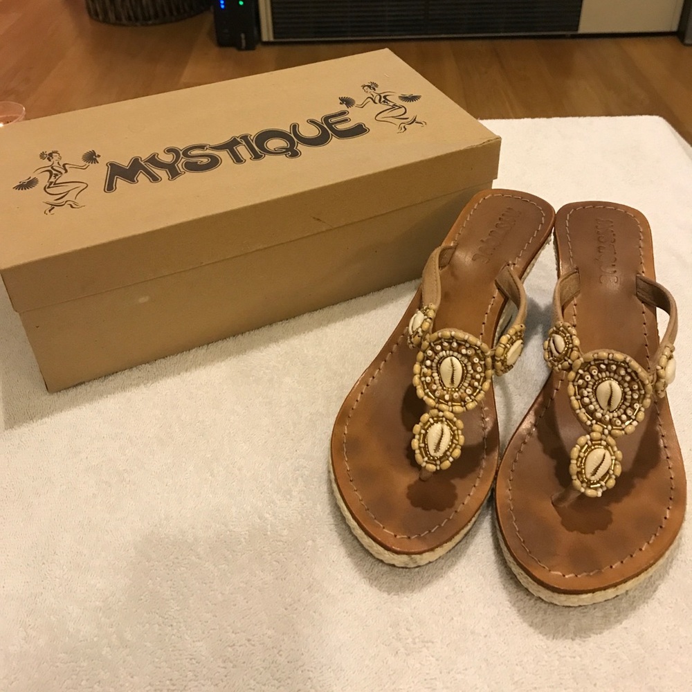 Mystique Shell Wedge Sandals