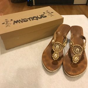 Mystique Shell Wedge Sandals