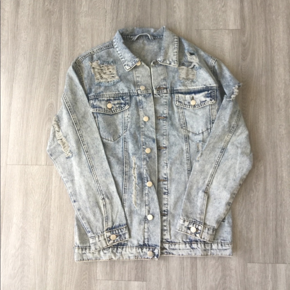 Ultra-Distressed Oversized Denim Jacket