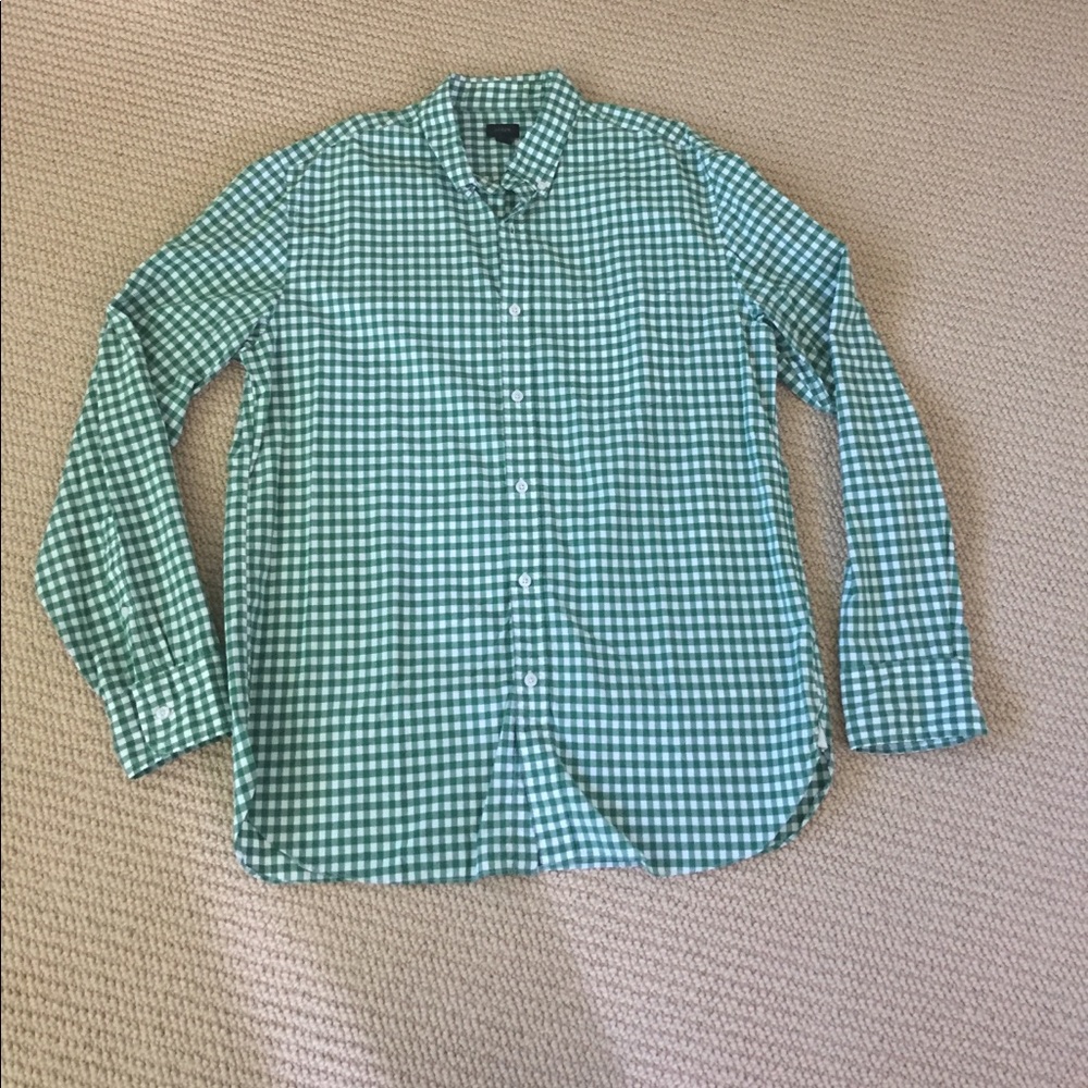 Green checked Button Down