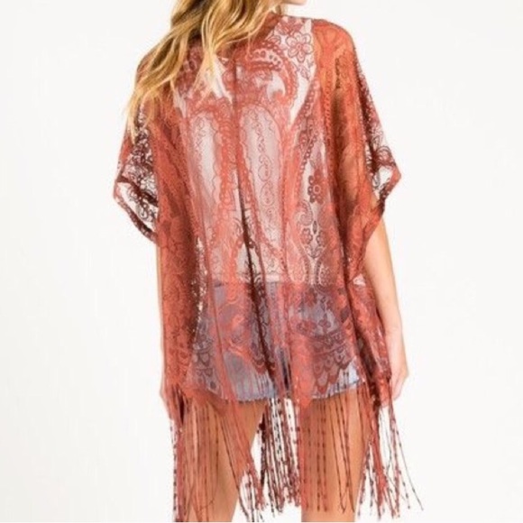 NEW S Lace fringed kimono - Picture 3 of 6