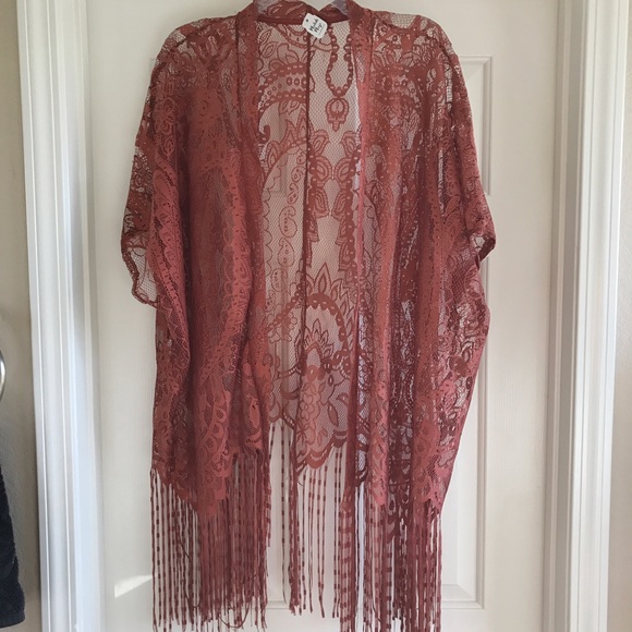 NEW S Lace fringed kimono - Picture 4 of 6