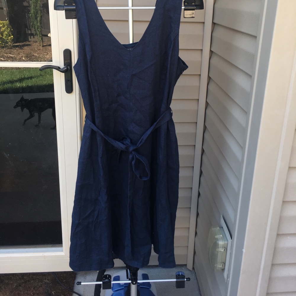 Navy Pocket Linen Dress