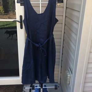 Navy Pocket Linen Dress