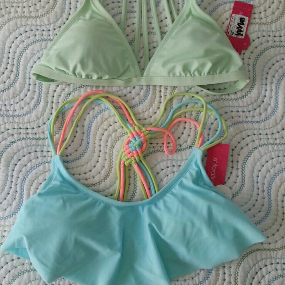 Set of 2 Juniors Small Bathing Suit Tops ONLY, New