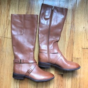 New Nine West tan leather riding boots