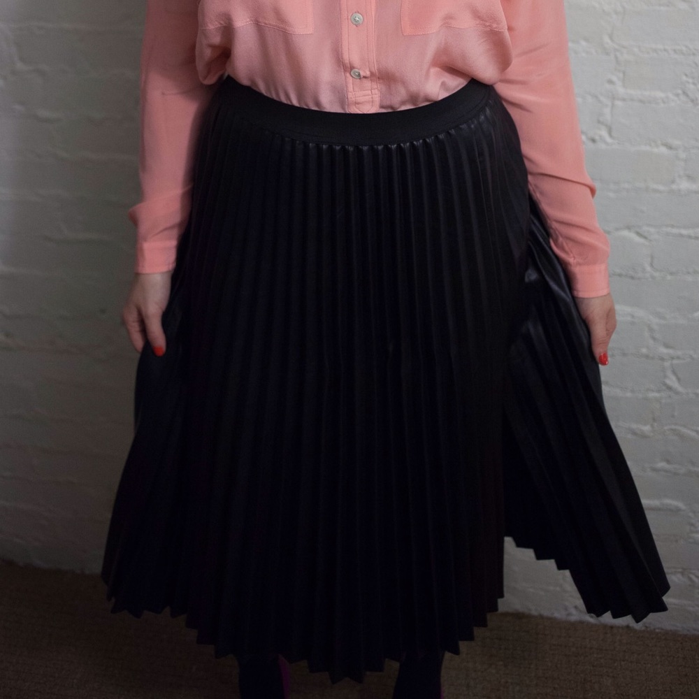 New York & Company Faux Leather Skirt with Slit