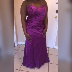 Women's purple satin sweetheart long gown