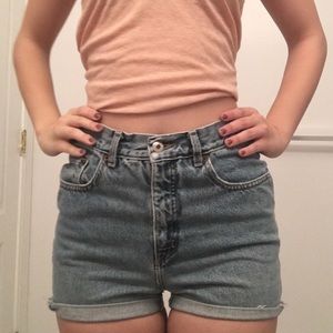vintage blue denim high waisted shorts