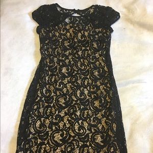 Black lace sequin cocktail dress