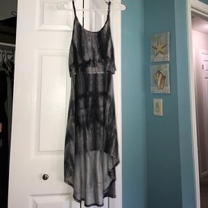 Black and grey tie dye hi-lo dress