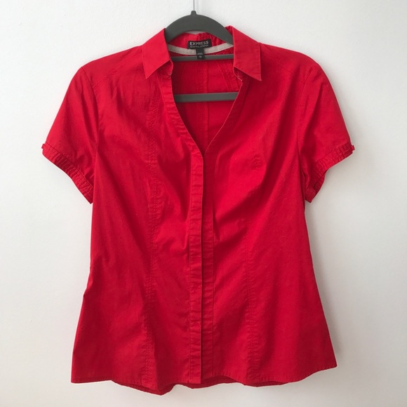 Express Red Short Sleeve Button Down Shirt - Picture 1 of 3