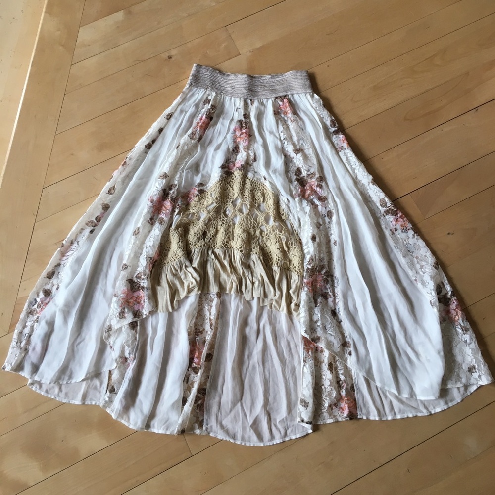 Free People High-Low Floral Skirt