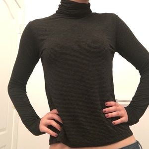 black and gray striped turtleneck