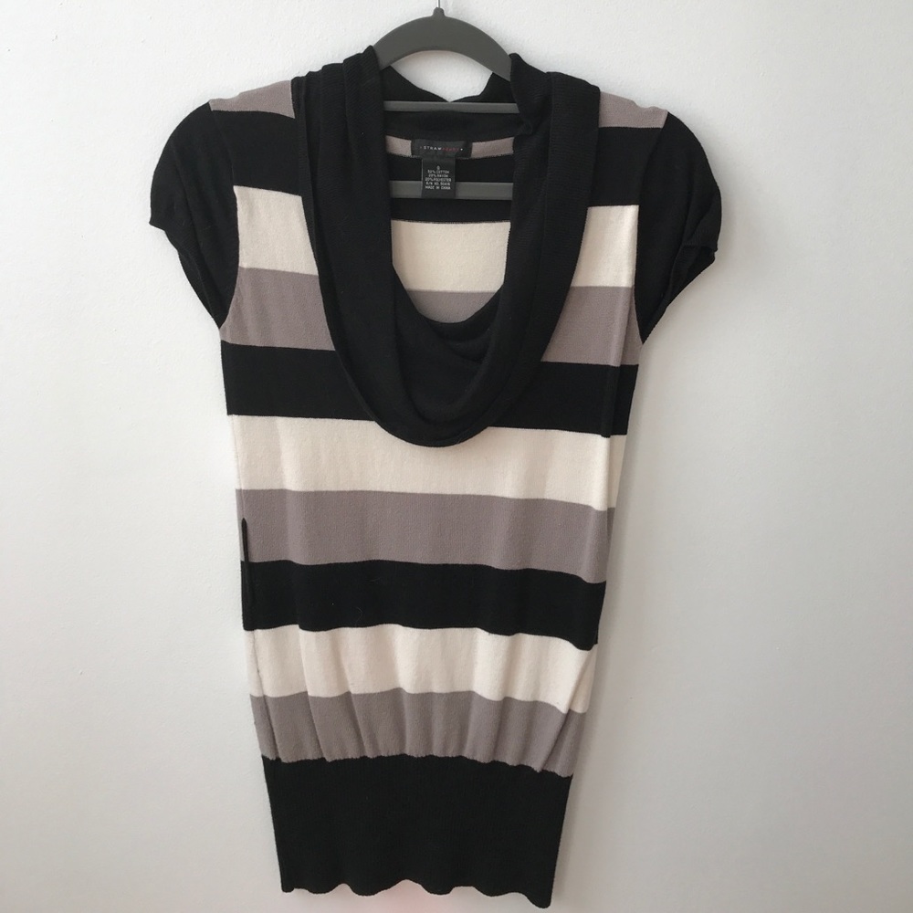 Striped Cowl Neck Tunic