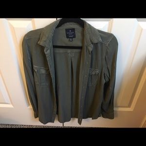 American eagle olive green button down shirt