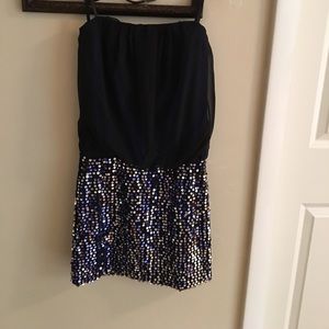Navy and Black Sequin Dress