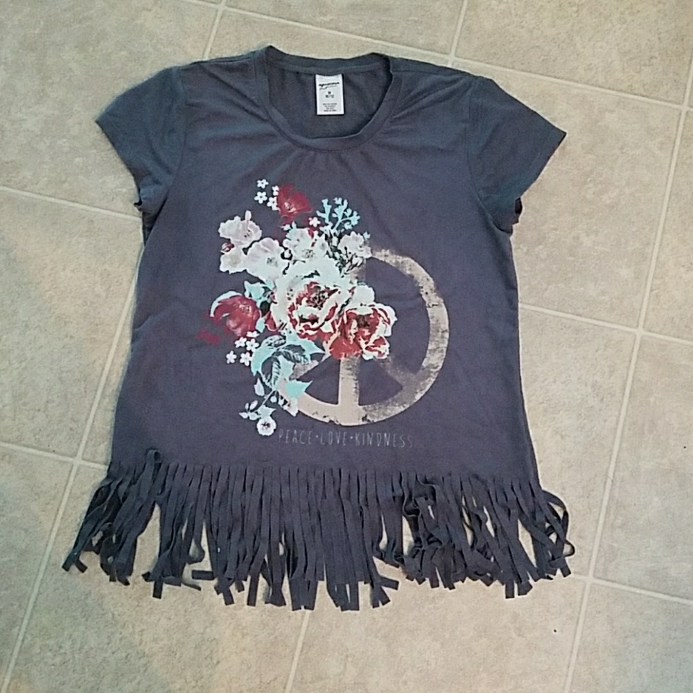 Girls size 10-12  shirt with fringe on bottom