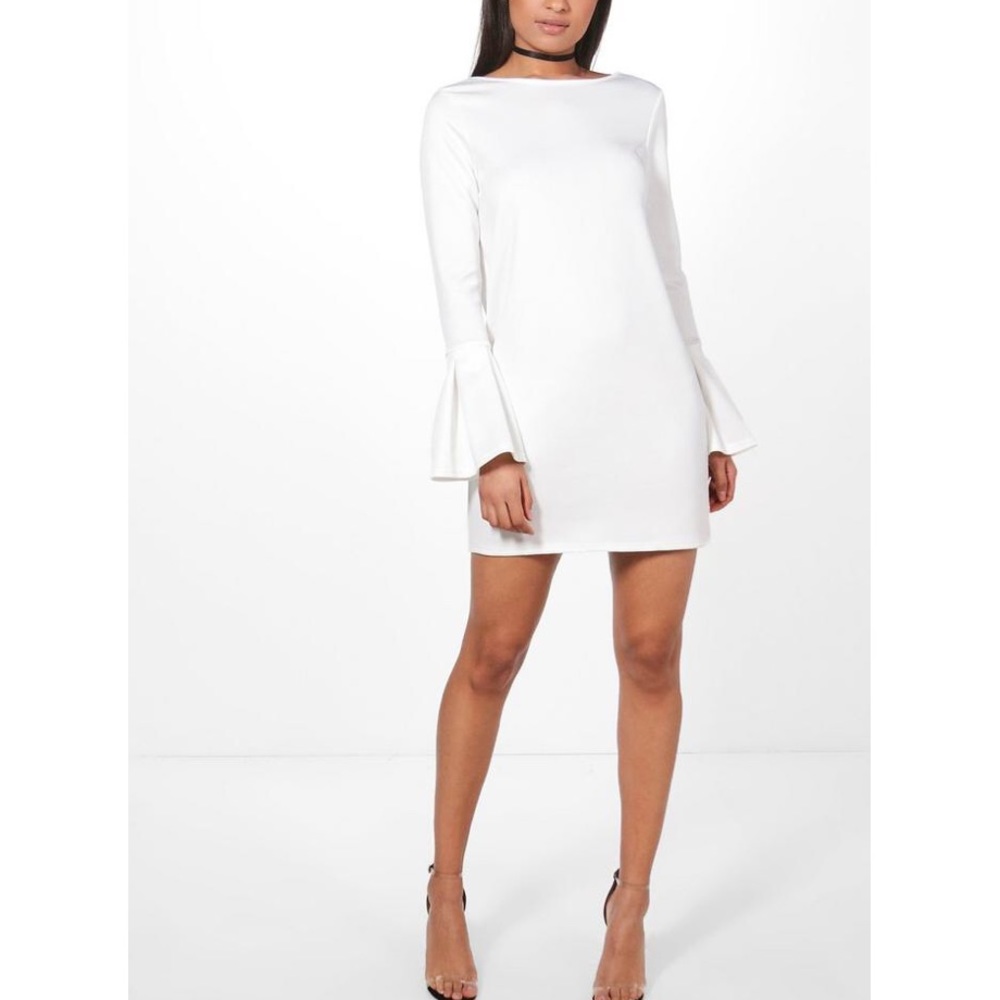 White Low Back Shift Dress