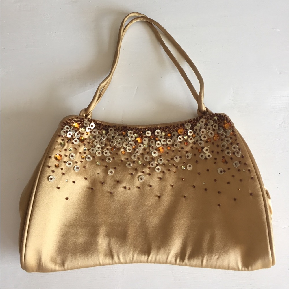BCBGMAXAZRIA GORGEOUS clutch purse SATIN SPARKLE