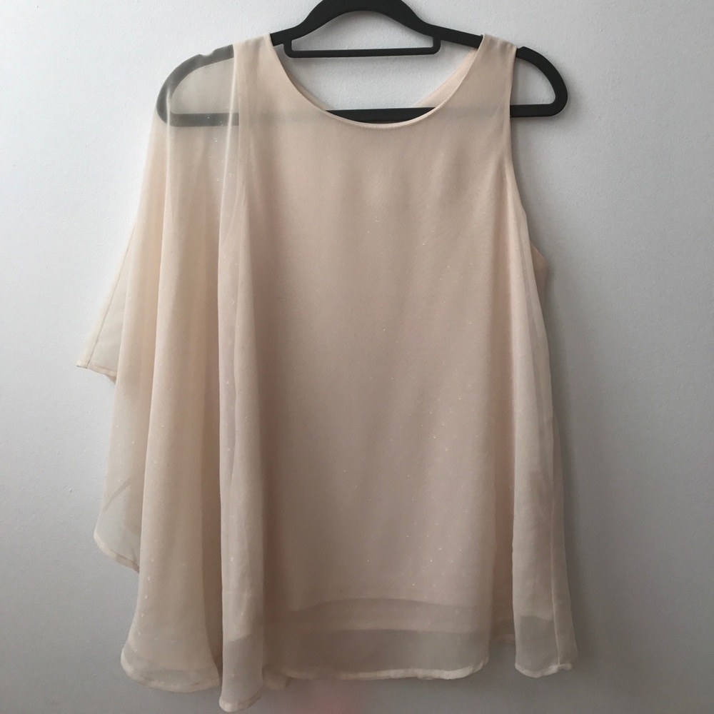 One Shoulder Top with Shimmery Dots