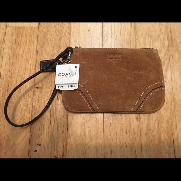 Coach Handbags - Coach wristlet brown suede