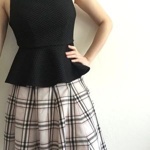 Korean style flare plaid skirt
