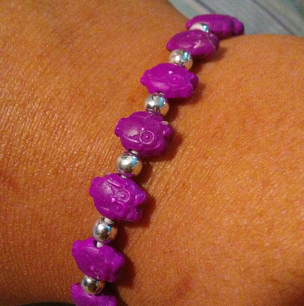 Purple owl bracelet/anklet