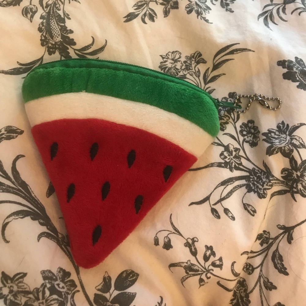 Red watermelon slice pouch coin purse chain