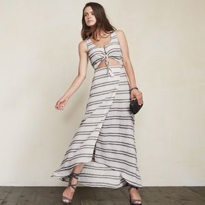 Reformation Kai Dress XS Seaside Striped Wrap Midi