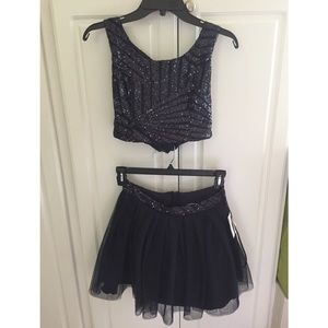 B DARLIN Two Piece Juniors Navy Dress