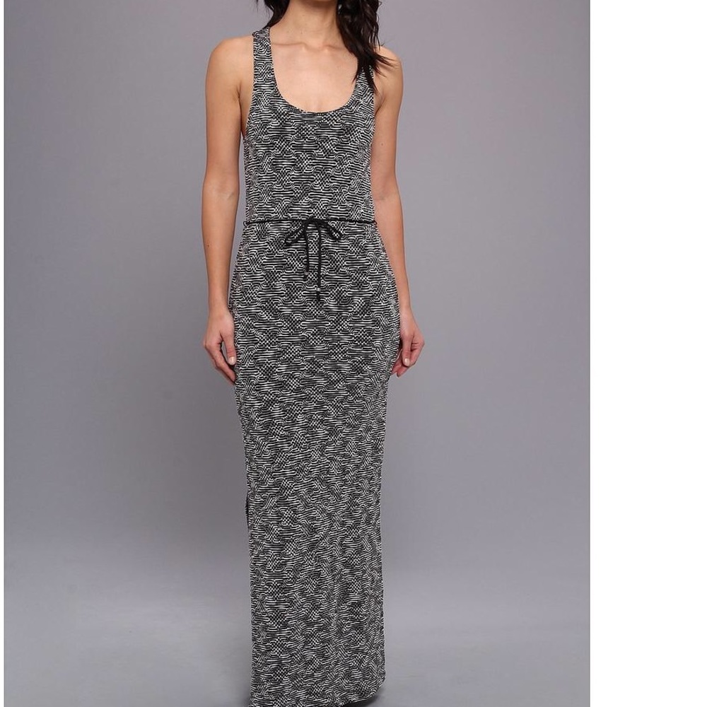 Black and white maxi dress with side split. NWT.